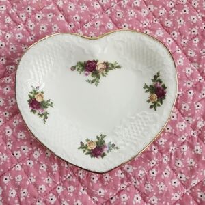 Vintage Royal Albert Old Country‎ Roses Floral Heart-Shaped Porcelain Dish
